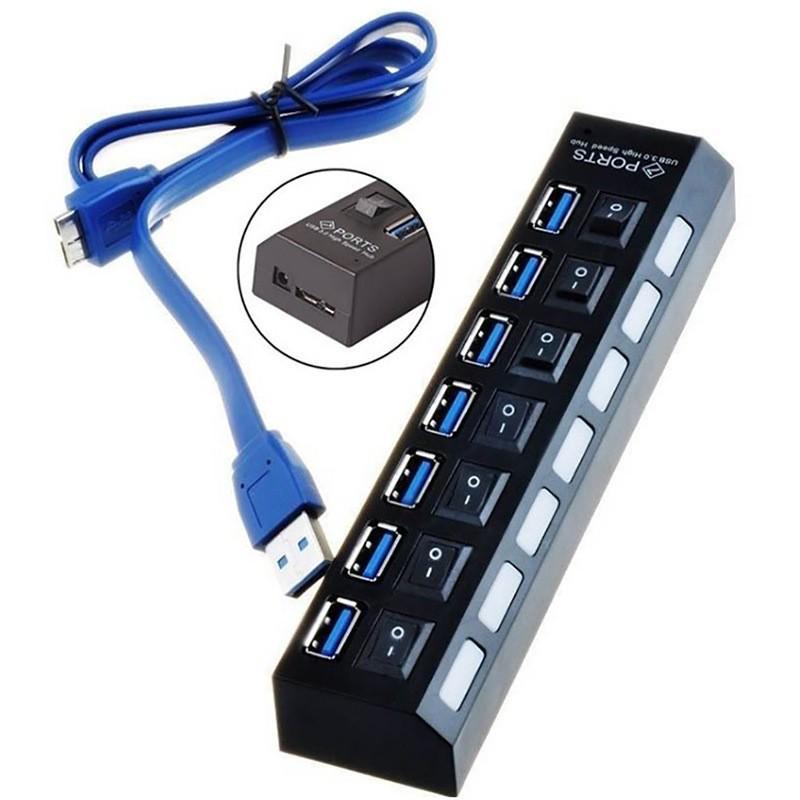 USB 3.0 7-Port High-Speed Expansion Hub with Power Switch