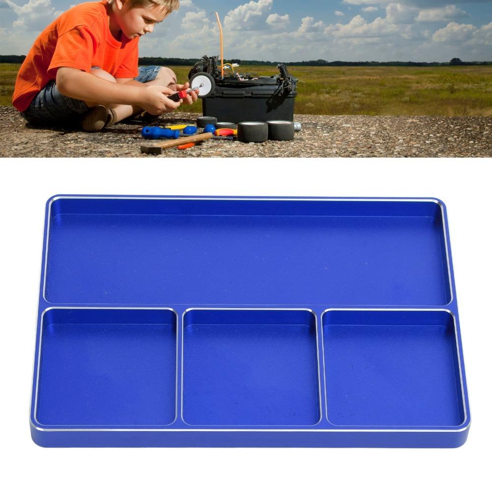 With Magnetic Pad RC Screw Tray 4 Grids Repair Tool Organizer Screw Parts Tray  For RC Helicopter