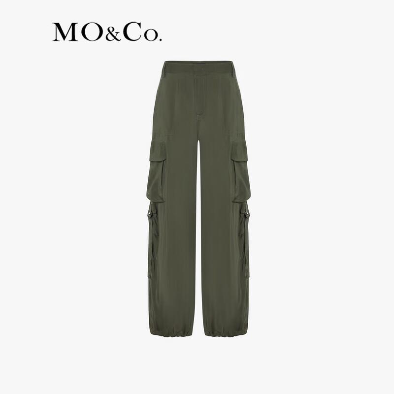 MO&Co. Matte Cupro Drawstring Cargo Pants