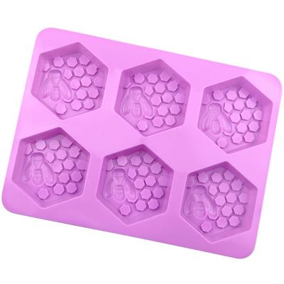 3D Handgemachte Seife Silikonform 6-teilig Bienenform Silikonform DIY Handgemachte Seifenform Hausgemachte Waben DIY Kuchenform