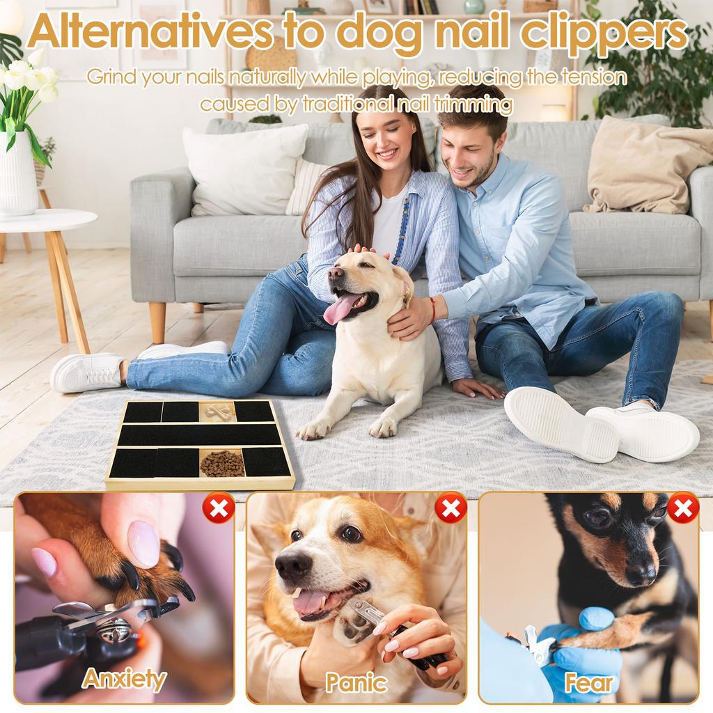 Dog Nail Scratch Pad Stable Nonslip Dog Nail File Board with Replacement Black Sandpaper Dog Toy Built in Snack Box Pet Supplies