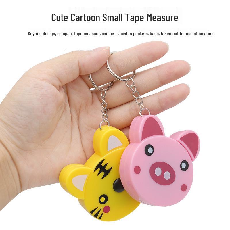 Keychain Cartoon Animal Tape Measure with Automatic Lock: Tiger, Pig, Frog Designs