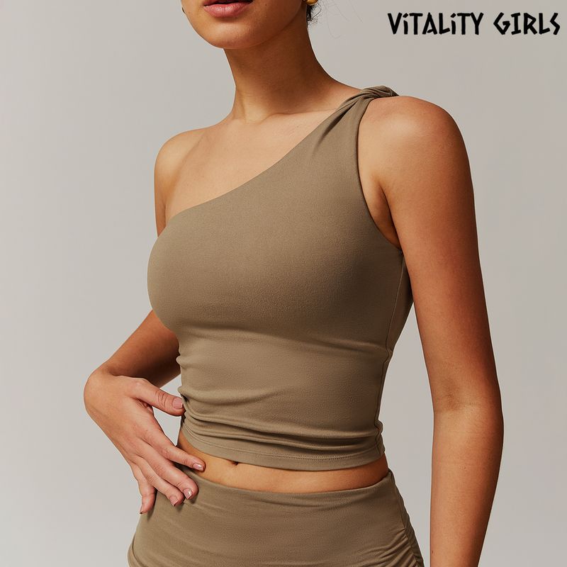 Vitality Girls Cloud Sense Oblique Shoulder Yoga Exercise Vest Women's Chest Pad Outwear Fitness Wait Lifting Intimates
