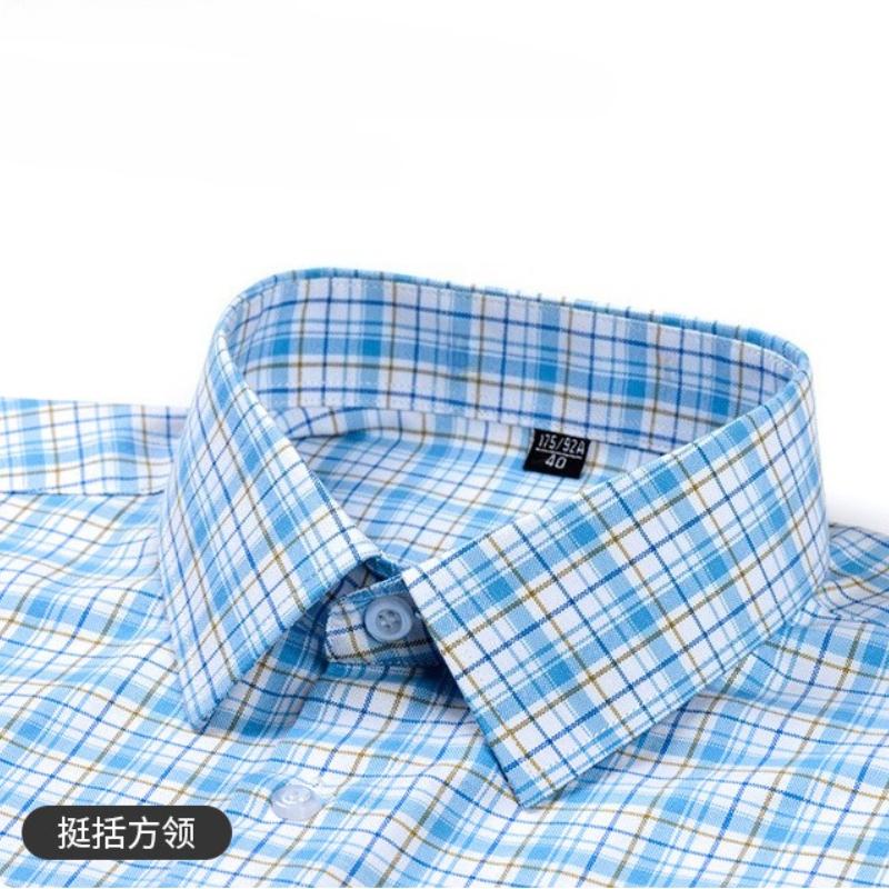 160KG Men's Shirts Big and Tal Classic Plaid Stripe Oxford 100 Cotton Short Sleeve Shirt for Men Shirt Short Sleeve Plus Size