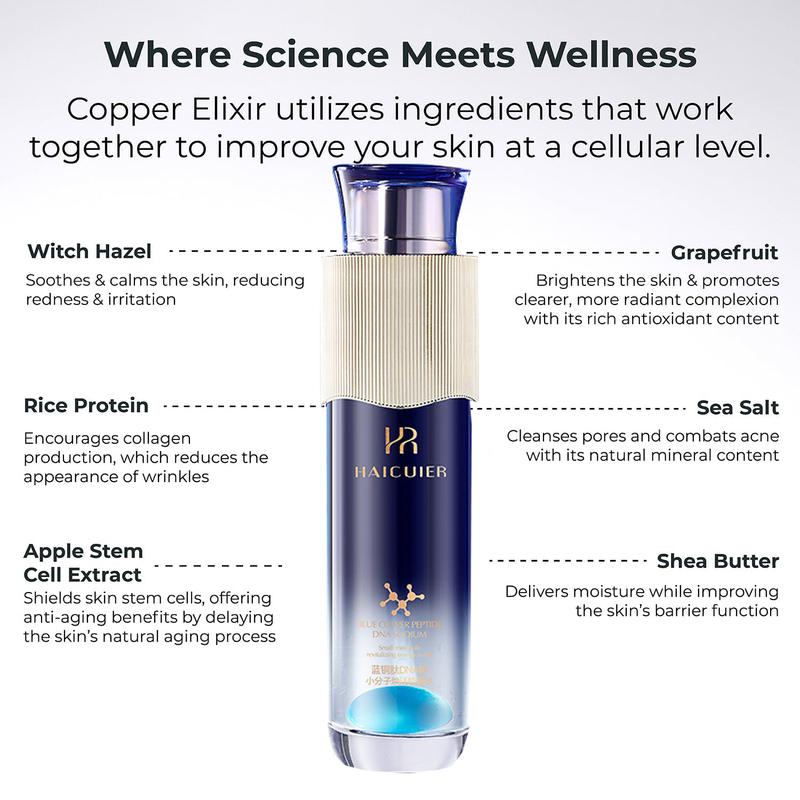 120ml Blue Copper Peptide DNA Sodium Small Molecule Revitalizing Energy Hydrating and Moisturizing Skin Toning Serum Essence