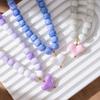 Summer Cool Glass Bead Love Necklace for Women, Handmade Bead DIY Peach Heart Pendant with Stainless Steel Buckle