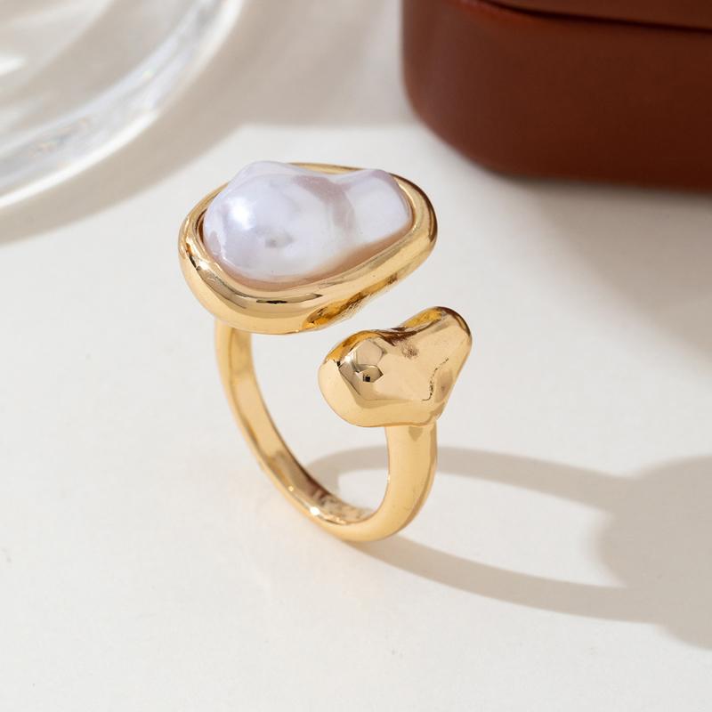Luxus Barock Imitation Perle Verstellbare Ringe für Damen Mode Metall Tropfen Nischen Design Zeigefinger Ring Party Schmuck