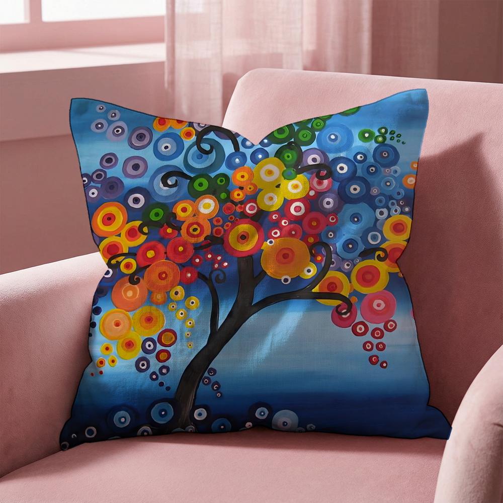 Colored Tree Cushion Cover Multi-Scene Pillow Cover for Home & Car - Reversible, Soft & Durable for Daily Use