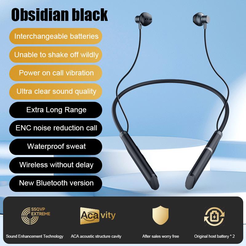

B998 Wireless Neckband Headphones Half In-Ear Bluetooth-compatible 5.3 Earphones Noise Cancelling Earbuds with Pluggable A