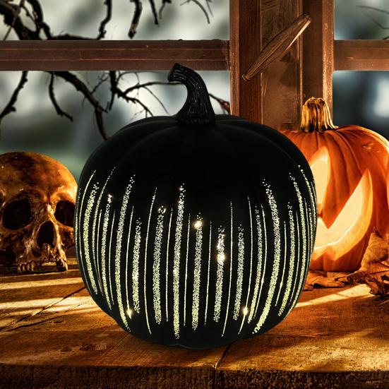 Twinkle Pumpkin Night Light with Timer Halloween Glass Starry Night Lamps Auto-Off LED Fall Decoration for Tabletop Mantel