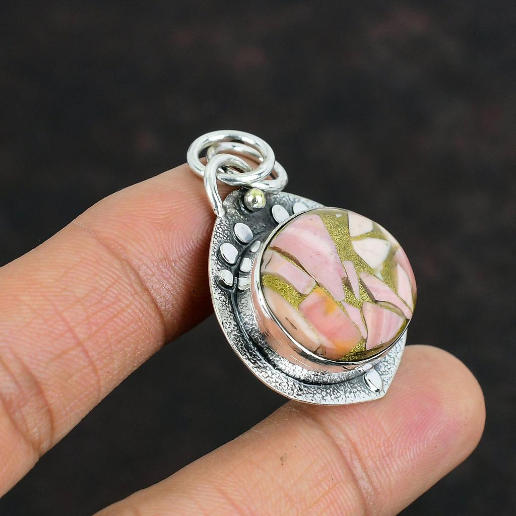 Copper Pink Opal Pendant Natural Gemstone Jewelry 925 Sterling Silver Pendant Handmade Pendant Latest Design Pendant Silver Jewelry For Gift