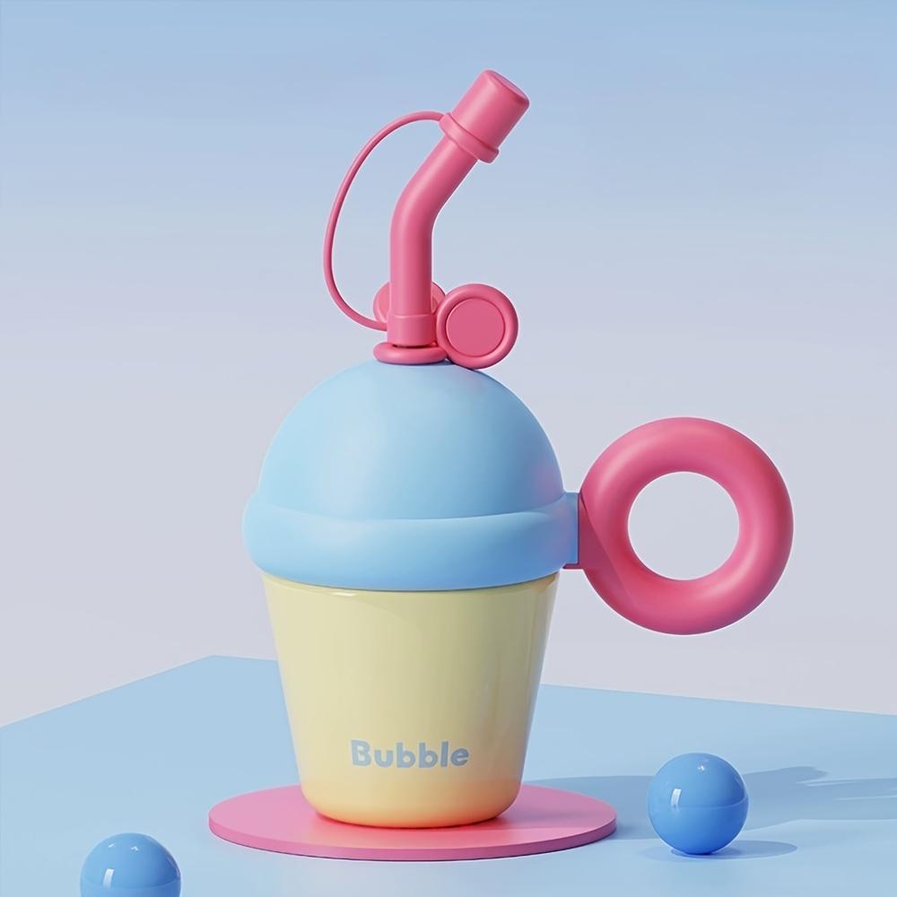 

1 шт. Термостакан из нержавеющей стали с соломинкой, Милый мультяшный дизайн, Большой объем, Непротекаемый, Многоцелевой для офиса, дома и праздников синий