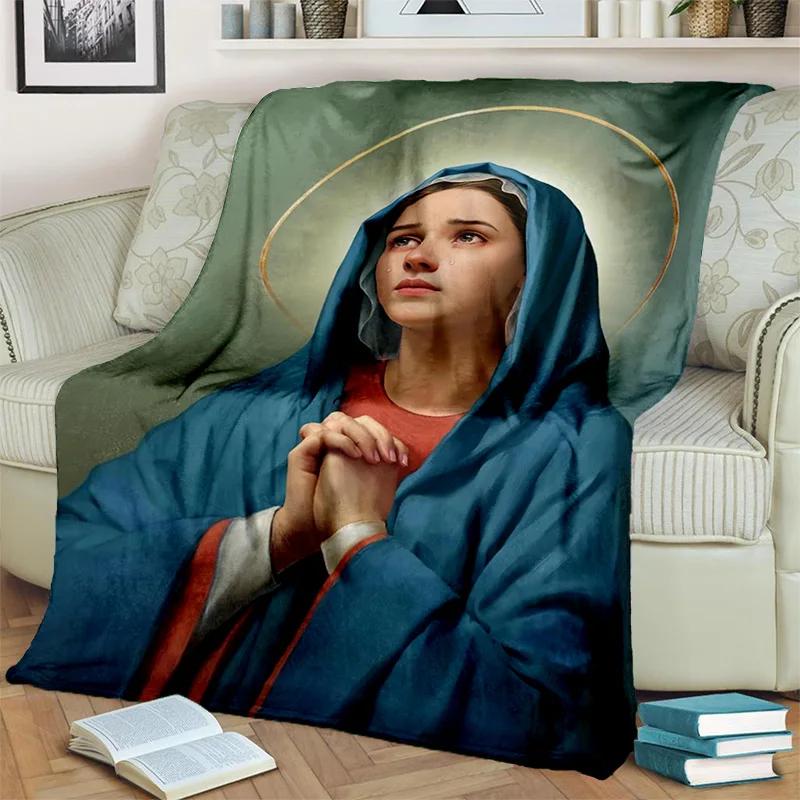 3D Blessed Virgin Mary Jesus HD Blanket,Soft Throw Blanket for Home Bedroom Bed Sofa Picnic Travel Office Rest Cover Blanket Kid