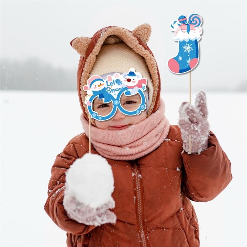 Winterliche Feier Handheld Dekorationen Schneeflocke Weihnachtsbaum Fotoautomat Zubehör