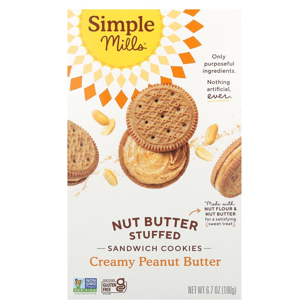Simple Mills Nut Butter Stuffed Sandwich Cookies, Creamy Peanut Butter, 190g (6.7oz)