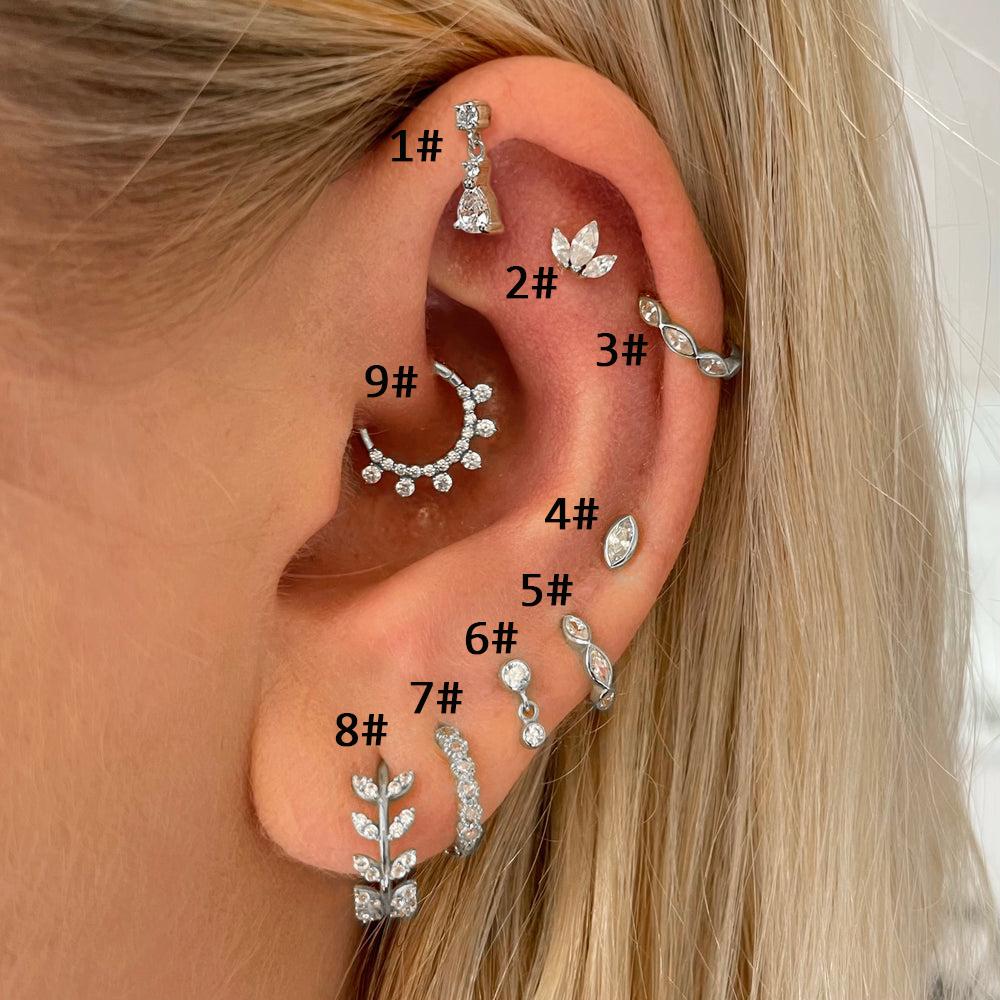 

1pc Helix Piercing Crown Earrings Women Zircon Cartilage Waterdrop Ear Hoop Jewelry Daith Piercing Rook Tragus Body Accessories 1