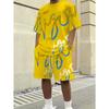 Urban Street Fashion Trend Men's Round Neck Short Sleeved Shorts Set, Outdoor Simple Casual and Comfortable