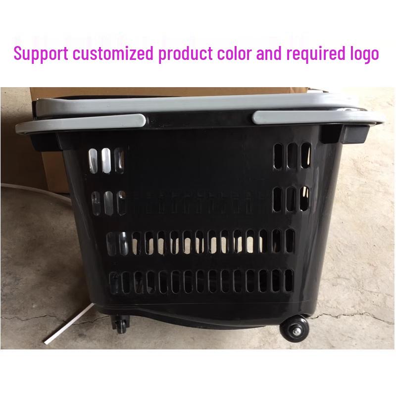 Jingdi Großer rollbarer Einkaufskorb aus Kunststoff