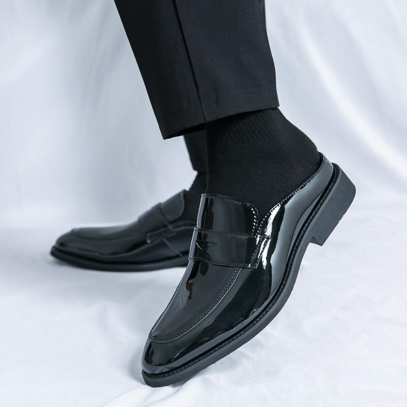 Big Size 45 46 Summer Thick Bottom Leather Mules Men Half Shoes For Man Slippers Semi-Drag Casual Shoes Backless Loafers Sandals