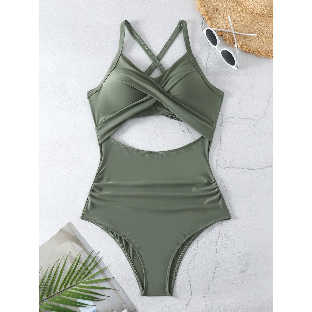 One-piece Swimwear Female Sexy Cross-cut Tight European and American Backless Swimsuit