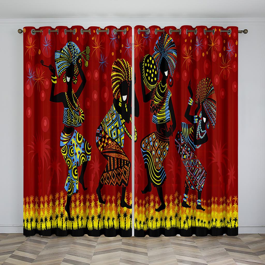Ethnic African Woman Window Window Drapes Living Space Bedroom Space Kitchen Area Curtain For Children Drapes Window Treatment