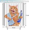 Cat Shower Curtain Kids Children, Cat Brushing Teeth Shower Curtain Bathroom Waterproof Fabric, Bathroom Decor Accessories
