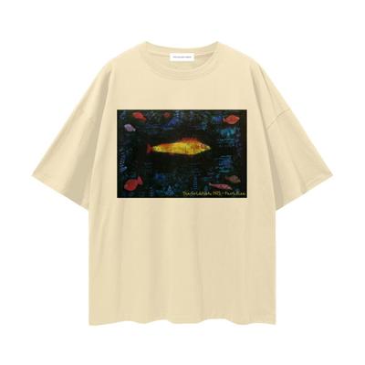 Paul Klee Der Goldfisch 1925, Vorderseite Grafik, Streetwear Lockeres Drop-Shoulder T-Shirt und Kinder-T-Shirt, Oversized, Vintage Kunst-T-Shirt und Kinder-T-Shirt, 0099