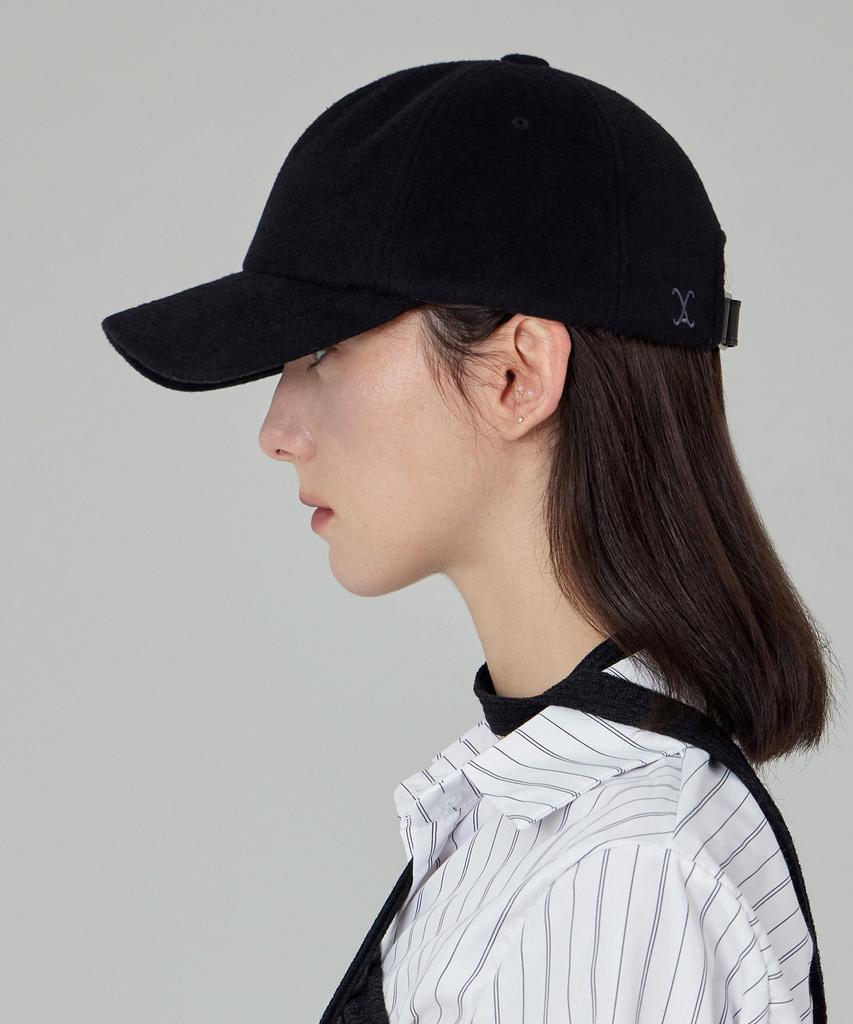 Bajal Va Curved Logo Wool 5-Panel Ball Cap Black