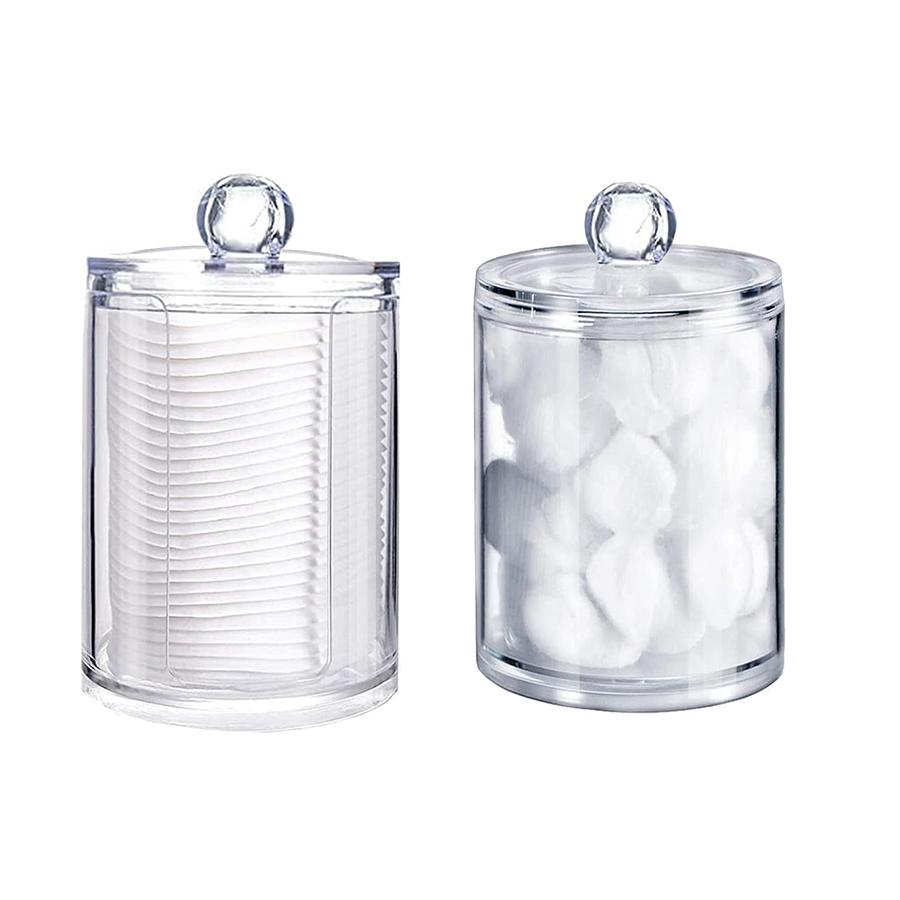 

2 PCS Cotton Pad Holder, Bathroom Jars, Storage Box Cosmetic Organizers Cotton Pad Storage with Lid, Durable, Dust-proof