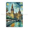 The Starry Night Of Seville Metal Plaque Poster Designer Painting Kitchen Bar Cinema Tin Sign Poster