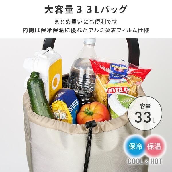 Shopping Cart Matte Textured Faux Leather 32 X 20 X 52cm Gray Basic Capacity 33L Load Capacity 20kg Premium Cart Cooling and Heating Aluminum