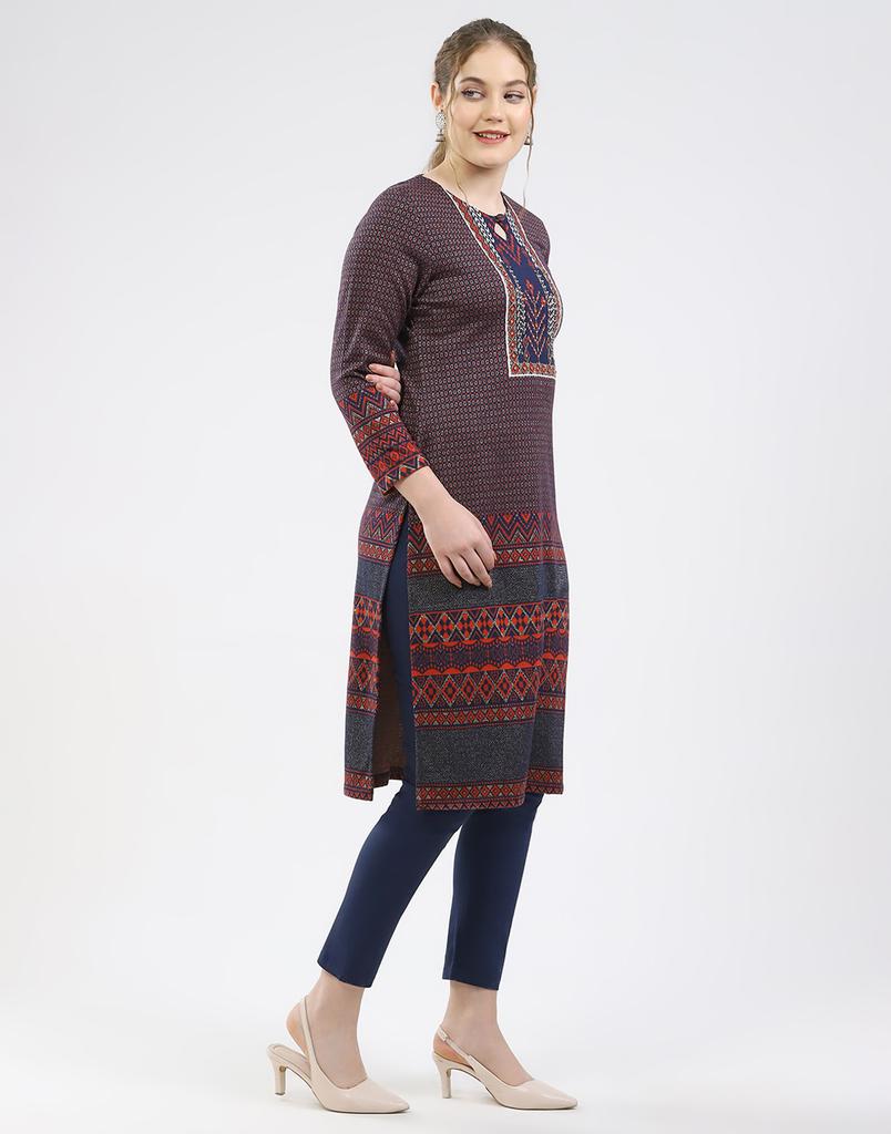 Monte Carlo Women Round Neck Full Sleeve Kurti