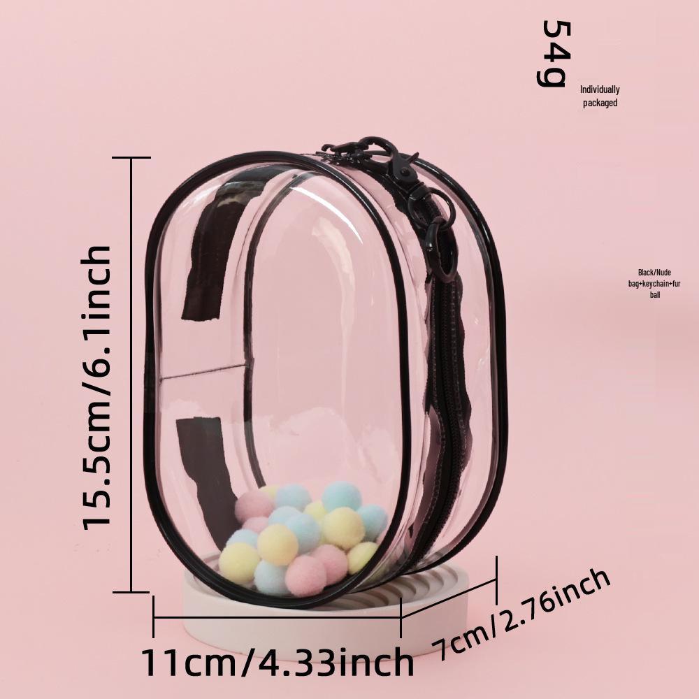 15CM Double Zipper Ita Bag: Durable Transparent Cotton Carrier for Doll Figurines