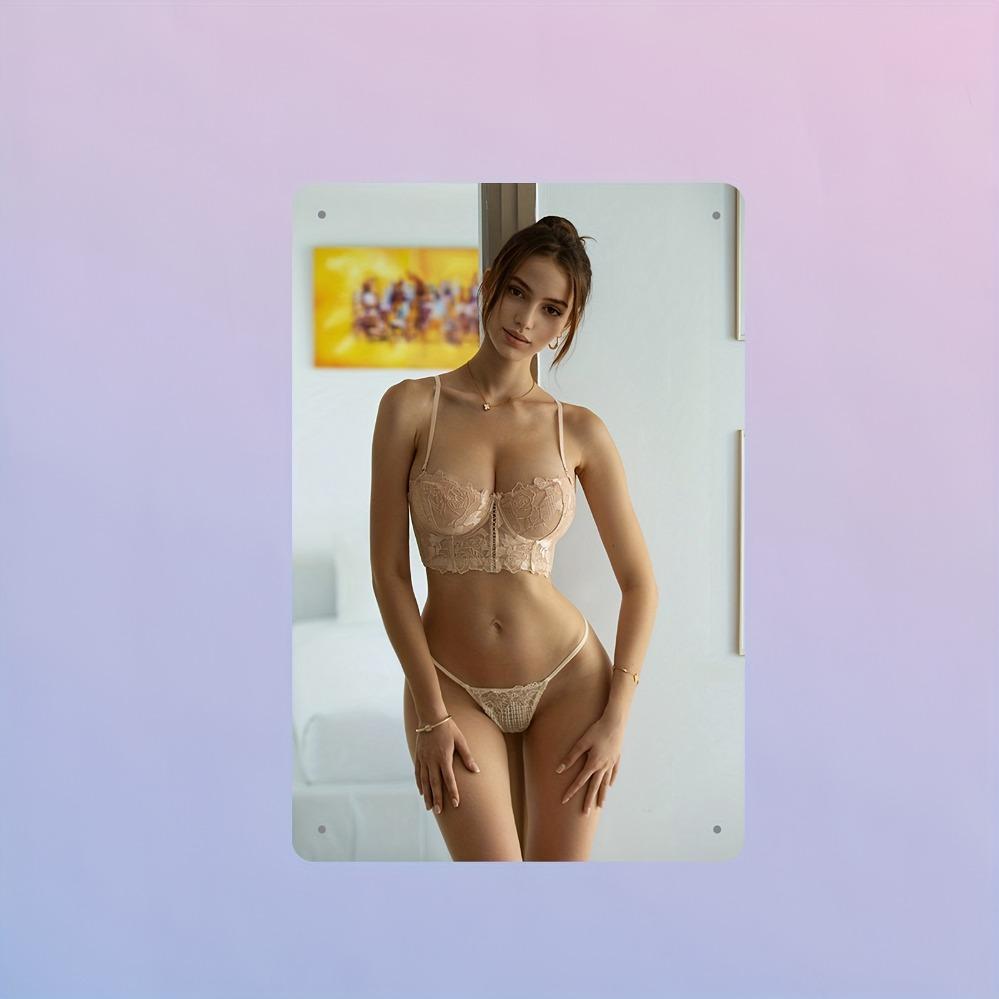 Vintage Metal Wall Art 8x12 Inch Elegant Lingerie Figure Plaque for Home Decor Bedroom Office Gift