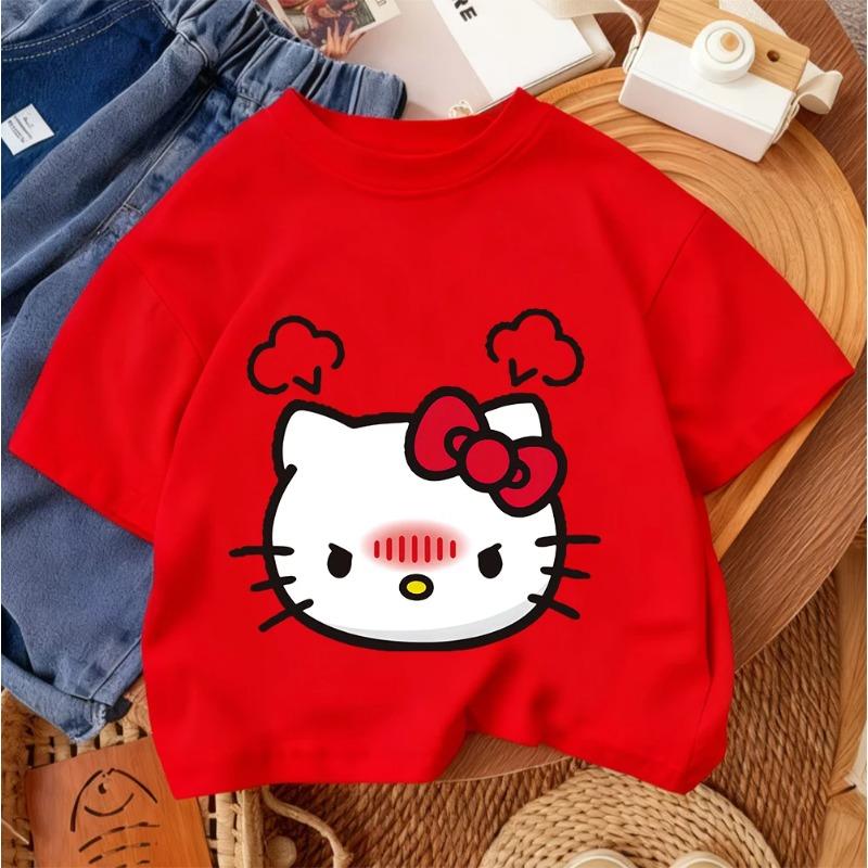 

Hello Kitty Модная Летняя Мультяшная Футболка Горячая Распродажа Уличный Стиль Повседневная Для Мальчиков и Девочек Детей 100
