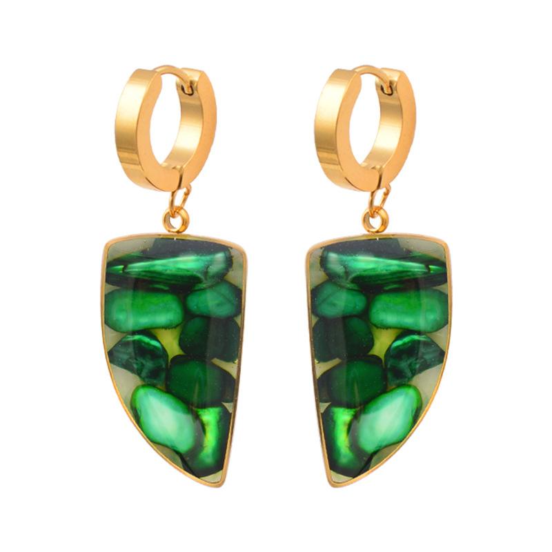 

Серьги-подвески в форме волка из титана, титановой стали и натурального щебня из камня Серьги из нержавеющей стали