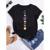 Maycaur T-shirt Dames Maan Planeet Print Mode T-shirts Casual Ronde Hals Korte Mouw Streetwear Dames T-shirt Vintage Tops
