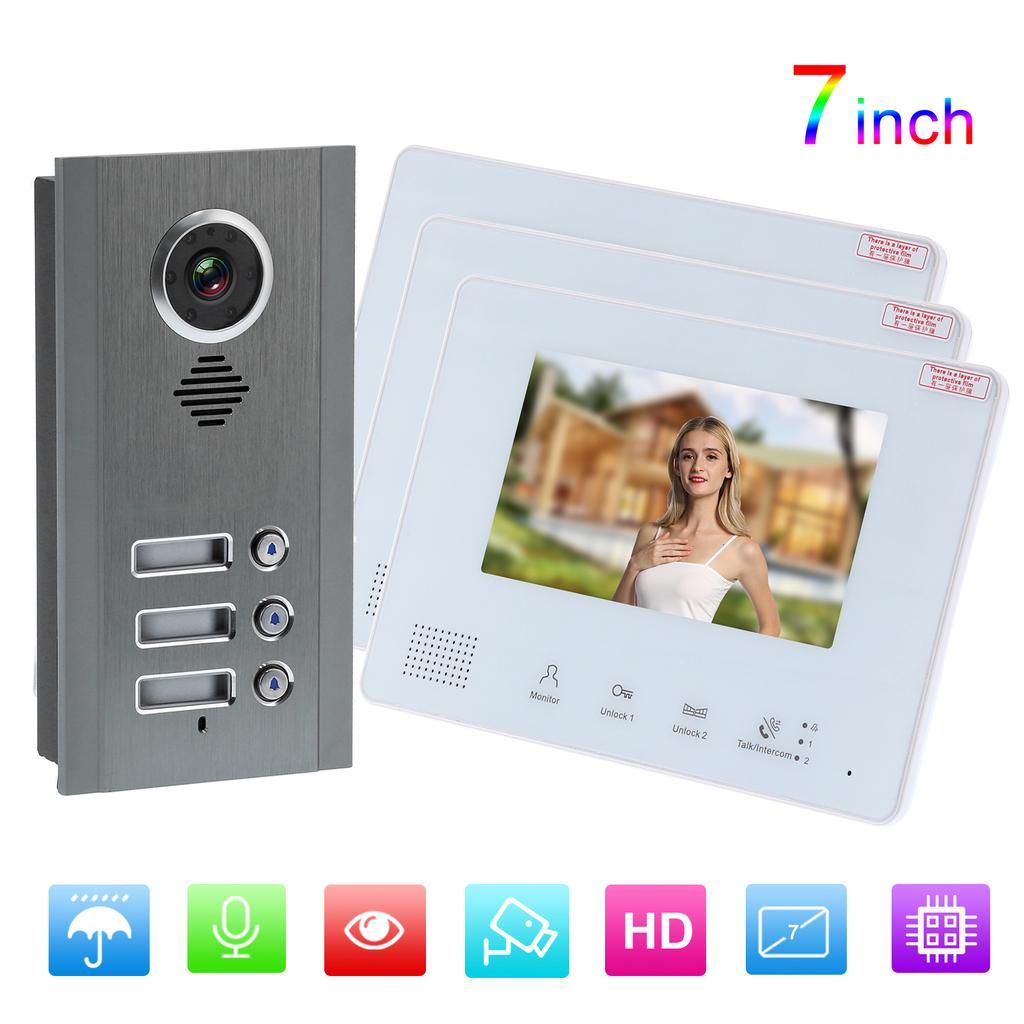 BUS 2 Wire Video Doorbell Camera Direct Press Type Color Display Two Way Intercom Night Vision