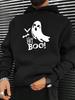 Men's Black Halloween Hoodie, - Casual Drawstring Hooded Sweatshirt for Fall and Winter