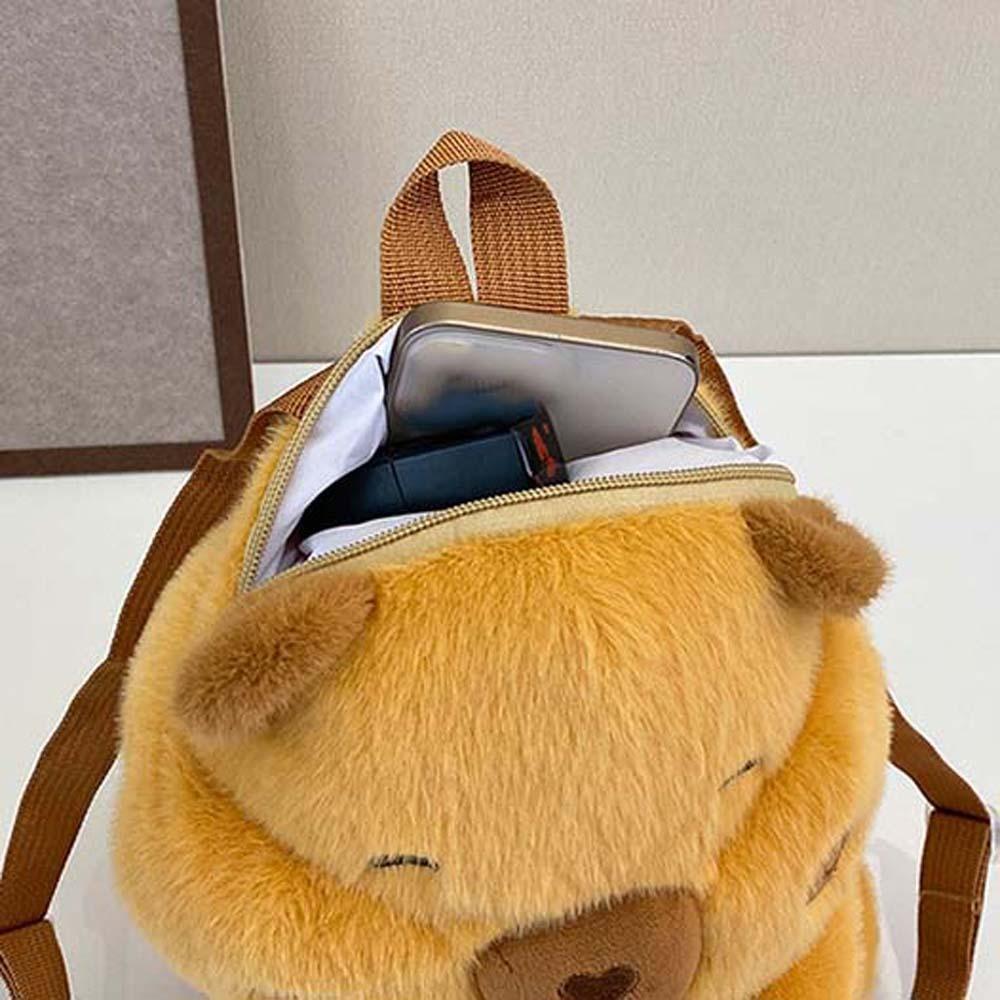 Soft Capybara Plush Backpack Cute Cartoon Daypack Thickened Brown Doll Bag Kids
