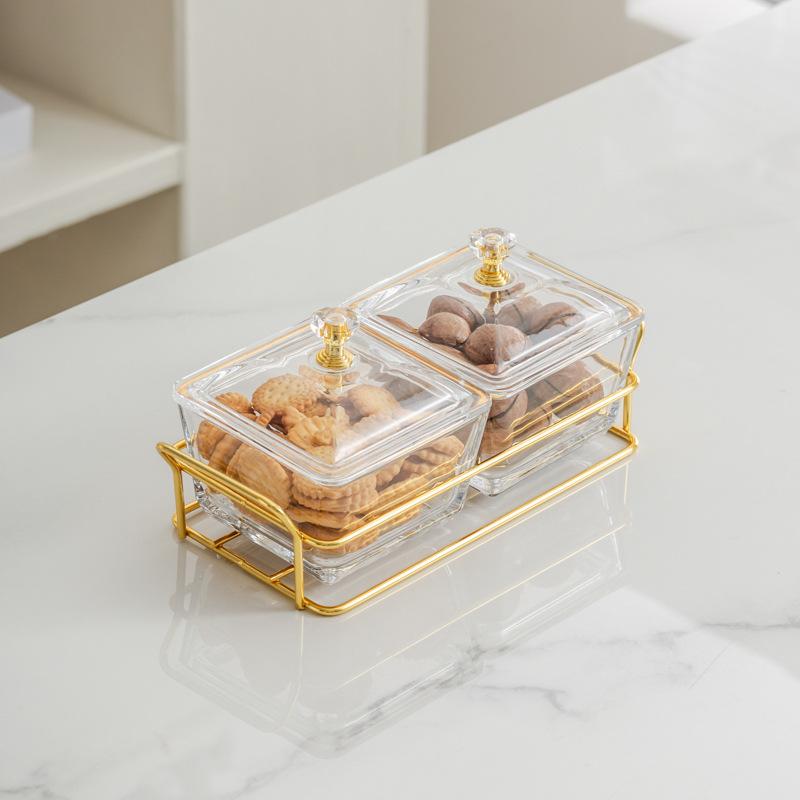 Light Luxury Glass Fruit Plate  Creative Household Living Room Snack Plate  Dried Fruit Snack Plate  Dessert Plate  Candy Plate  Fruit Plate