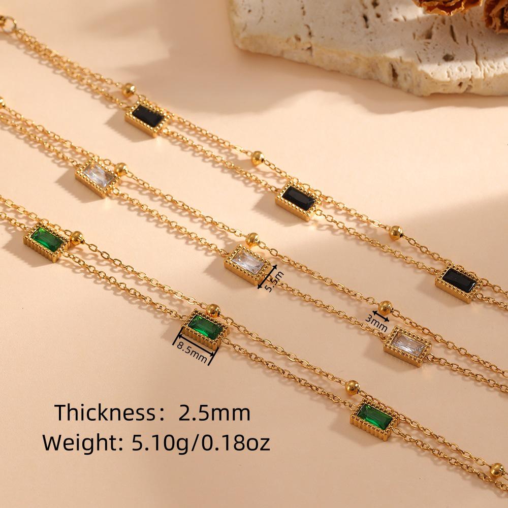 Titanium Steel Square Stone Bracelet for Women - Colorful Casual & Dating Accessory