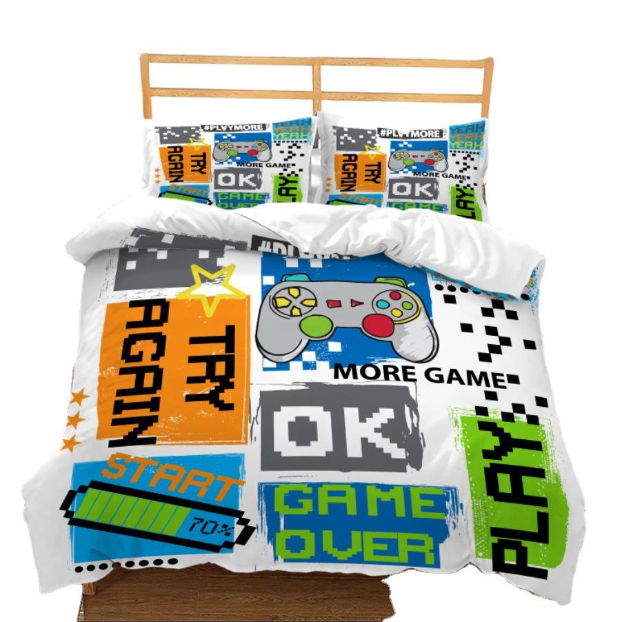 Kit Gamepad 3D Digital Printing Quilt Cover E-Sports Boy Bedding Three-Piece Set