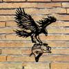 Metal Fish Eagle Wall Art, Iron Outdoor Sculpture Garden Patio Fence Decoration, 11.81 Inch Indoor Home Decor, Metal Artwork