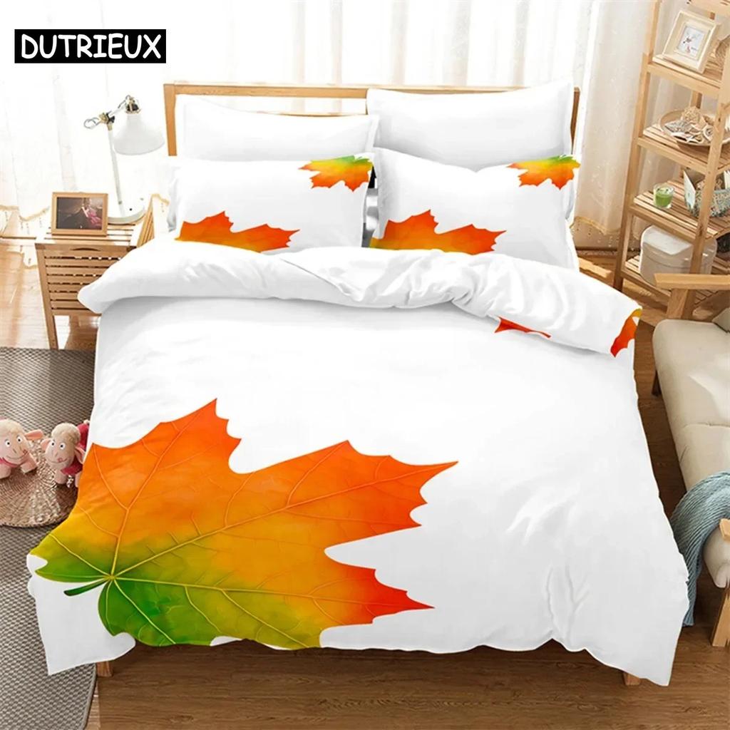 Leaf Quen Maple Leaf Beding Set For Bedrom Soft Modern Bedspreads Comefortable Children Kids Soft Duvet Cover Comfortable Quilt Cover And Pilowcase