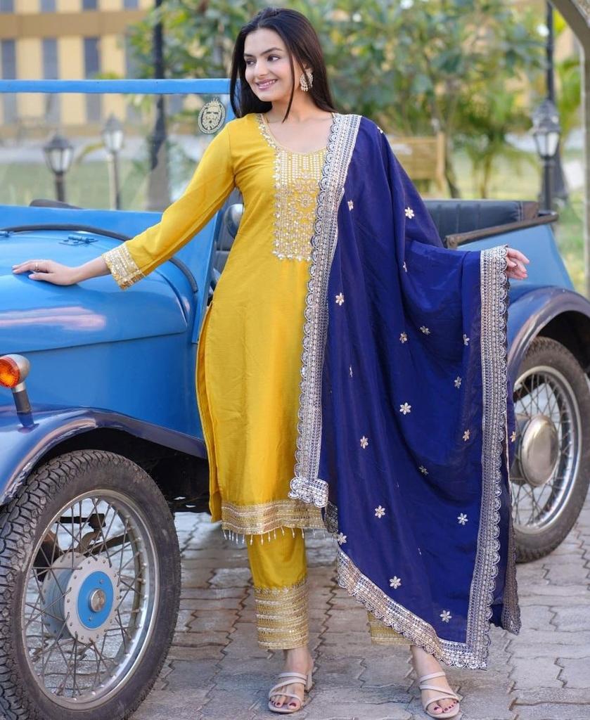 Indian Pakistani Salwar Kameez Designer Party Wear Women Kurta Pant Dupatta Set Dress