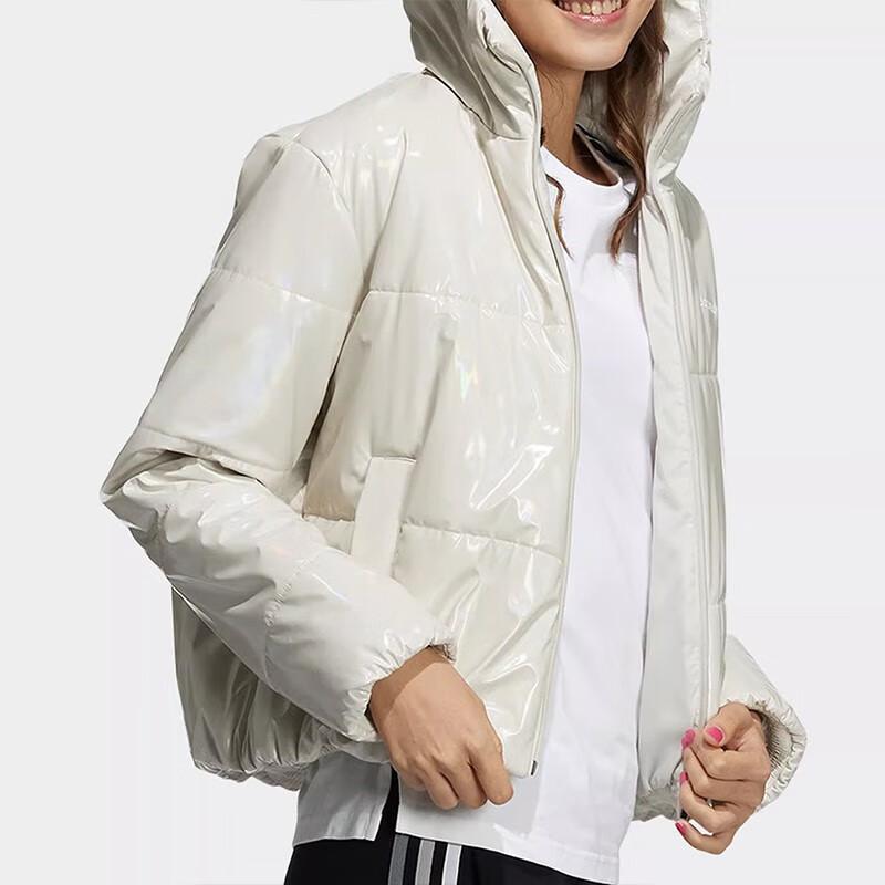 Adidas Neo Solid Color Hooded Long Sleeve Casual Cotton Jacket Women Jackets White H65449