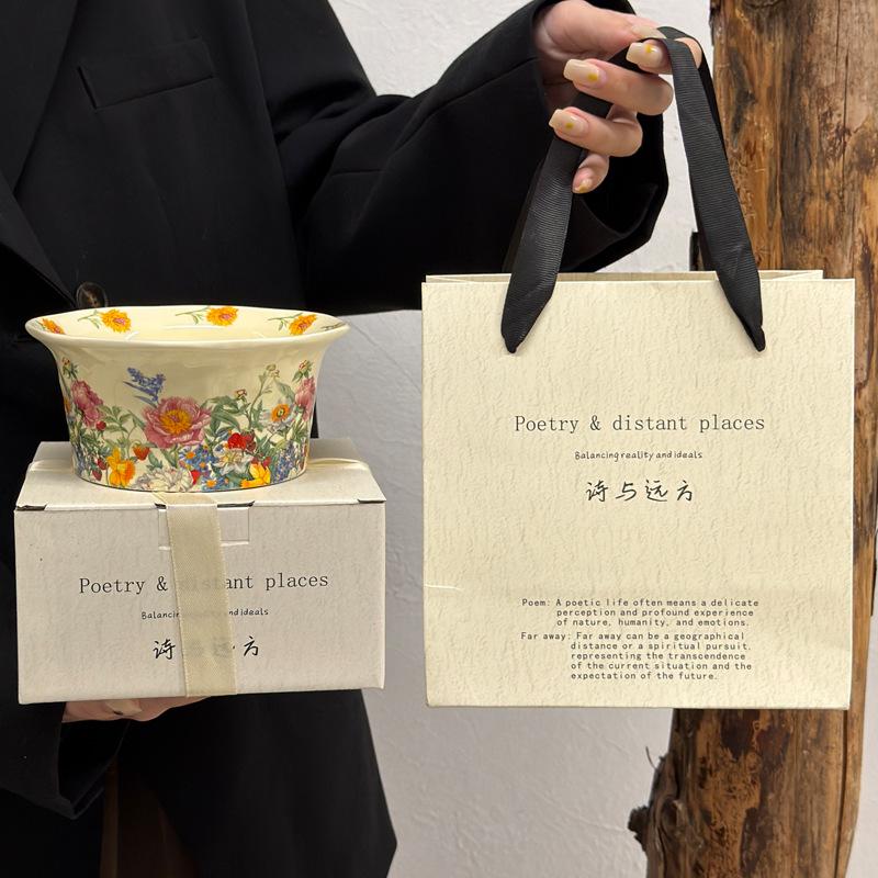 Special beautiful rice bowl, personal special ceramic bowl, household high-value salad bowl, yogurt bowl housewarming gift