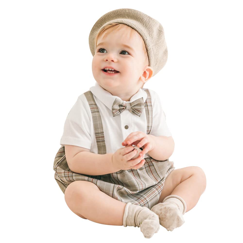 

Elf Baby многослойный стиль формальный короткий рукав летний церемониальный комбинезон свадебная одежда для мальчиков [Fairy Baby] (Клетка серая, 73 см)