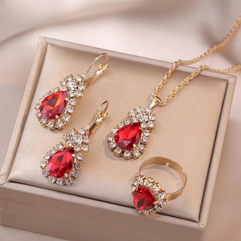 Luxury Heart-Shaped Women - Zinc Alloy, Synthetic Zircons, Perfect for Party, Valentine's Day, and Any Occasion  Zircon Sets